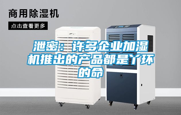 泄密：许多企业加湿机推出的产品都是丫环的命